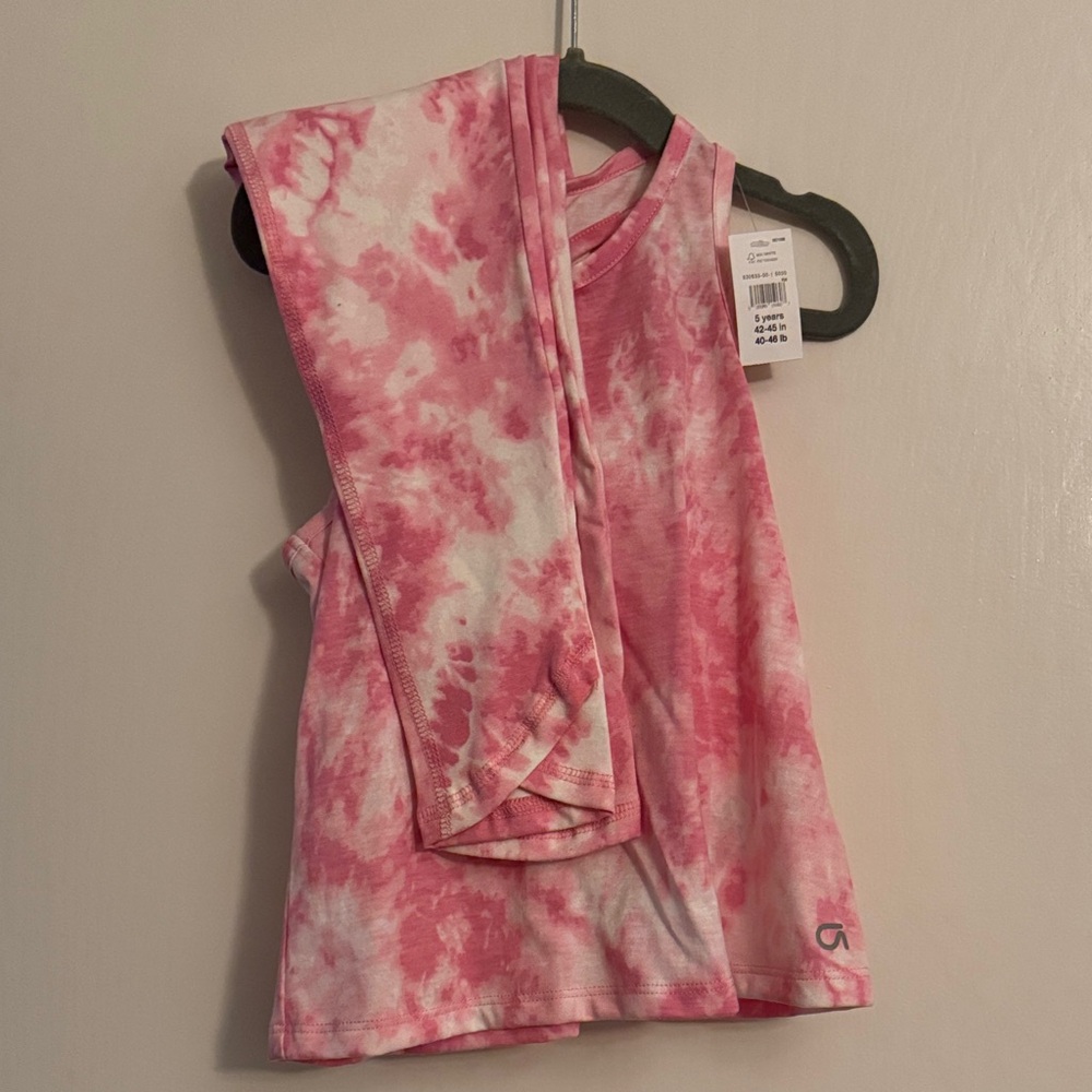 Pink Tie-Dye Tank Top and Leggings Set